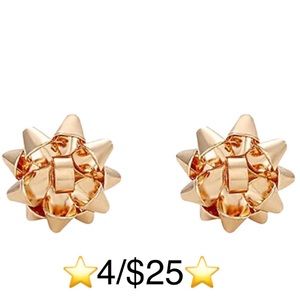 Gold Tone Christmas Bow Post Back Stud Earrings